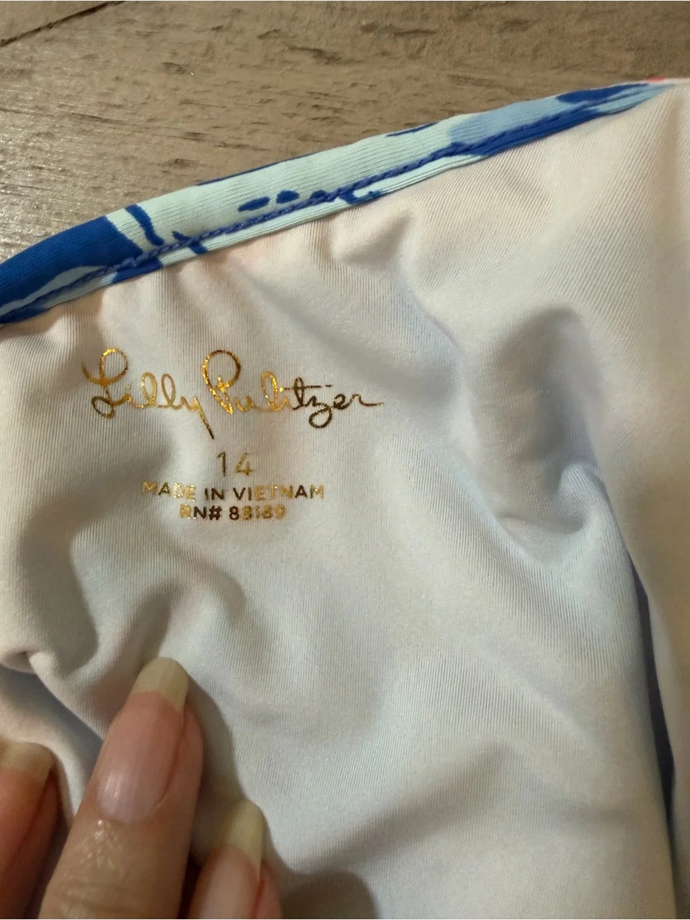 Lilly Pulitzer Borealis Blue Ruffle Swimsuit Pink Coral Print size 14 VGUC